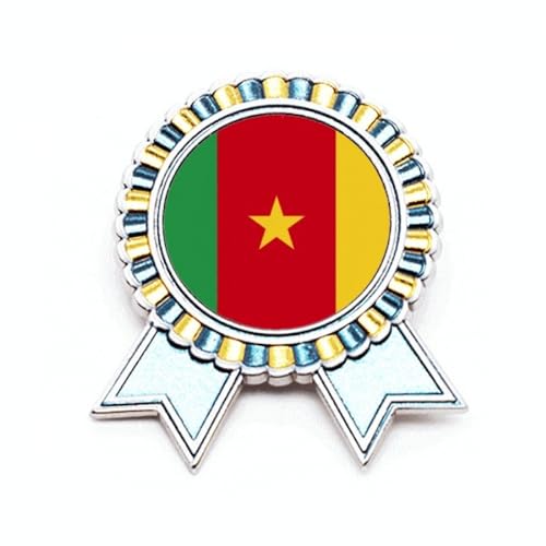 Broche drapeau national du Cameroun en métal de taille M pour vêtements