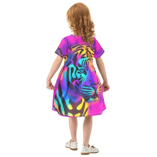 Boccsty Rainbow Tiger Baby Girls Dress Kids Toddler Sundress Party Summer Dresses 2T3