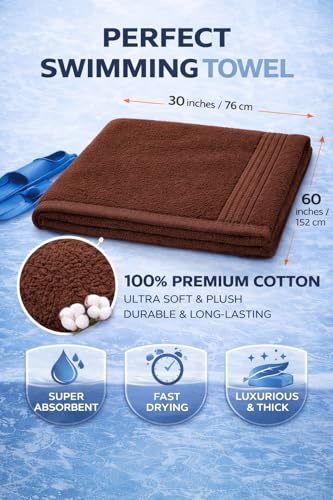 Image of Fitness Mantra Cotton Bath Towel 650 GSM | Heavyweight, Soft & Absorbent | Quick Dry | Large 30 x 60 Inch Towel for Daily Bath Use | 1 Peace| Brown|