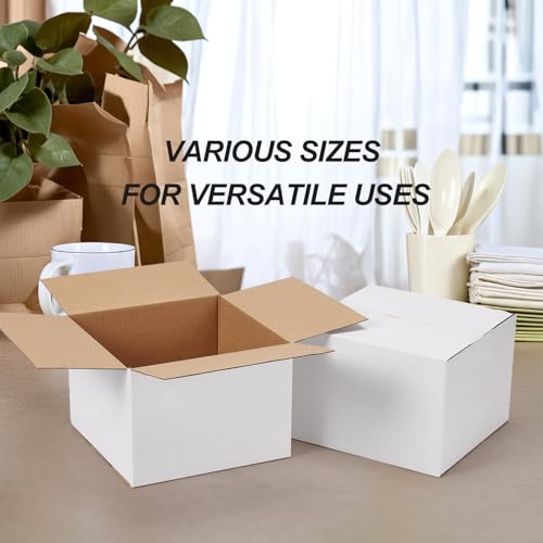 Image of 7x7x5 Shipping Boxes Set of 40, White Kraft Corrugated Cardboard Boxes Mailers for Packaging, Small Moving Box(17.8x17.8x12.7 cm)