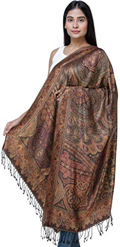 Étole Jamawar en soie réversible d'exception tissée main multicolore