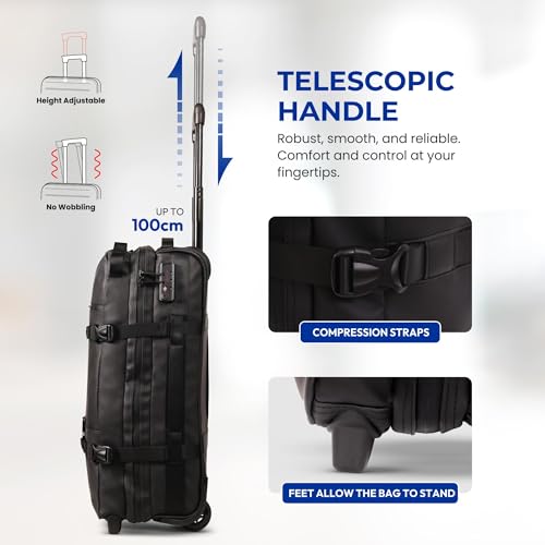 Aerolite Waterproof 55x40x20cm Ryanair Priority Max 44L Travel Trolley Carry On Hand Luggage Flight Cabin Bag 55x40x20 New Ryanair Approved with 2 Wheels, 17in Laptop Pouch & TSA Lock (Black) - Image 2