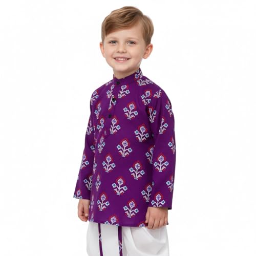 Image of Chandrakala Kids Kurta Dhoti Set for Boys Indian Printed Ethnic Wear(KK122-P)