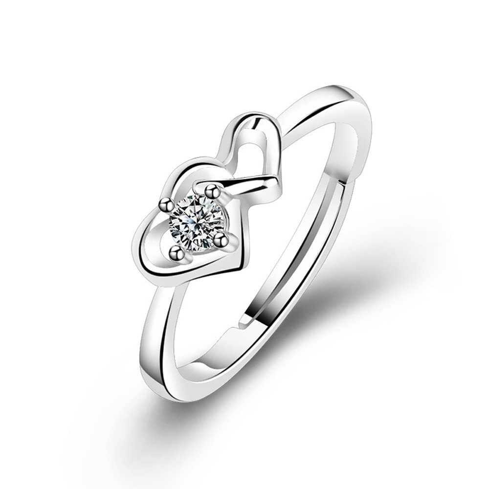 Shining Diva Fashion Valentine Gift for Girlfriend Latest Stylish Platinum Plated Adjustable Solitaire Ring for Women and Girls (11915r), Silver (B09QKTHHDY) Amazon Price History, Amazon Price Tracker