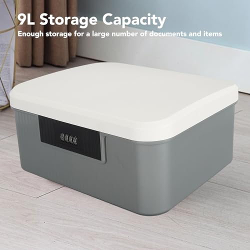 Asixxsix Abschließbare Aufbewahrungsbox, Abschließbarer Aufbewahrungsbehälter mit 9 L Fassungsvermögen und Zahlenschloss, Doppelschichtige Passwort-Aufbewahrungsbox, Abschließbare