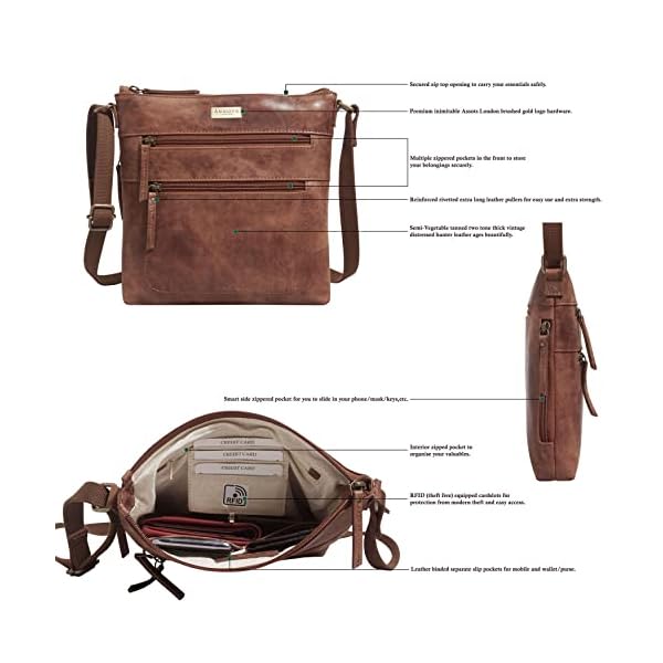 Crossbody Bag for Women – Real Leather Sling with Multiple Pockets and Adjustable Strap – Perfect for Daily Use and Gifting (Tan Distressed) - Image 7