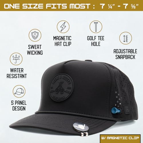Image of BRIMZ Golf Performance Hat - Tee Holder & Magnetic Ball Marker - Breathable, Sweat & Water Resistant Golfing Snapback Hat