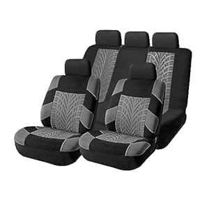 Car Seat Covers Full Set, Polyester Front Bucket Seat Protectors with Split Bench Back, Breathable Thicken Premium Sporty Seat Cushions, Auto Accessories for Car, SUV (Gray/Front,Back)