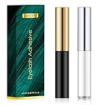 Lanciley Eyelash Glue Clear & Black 3g*2 0.1oz Strong Hold False Eyelash Glue with Brush Applicator for Strip Lash Cluster Lashes Waterproof Fast Drying