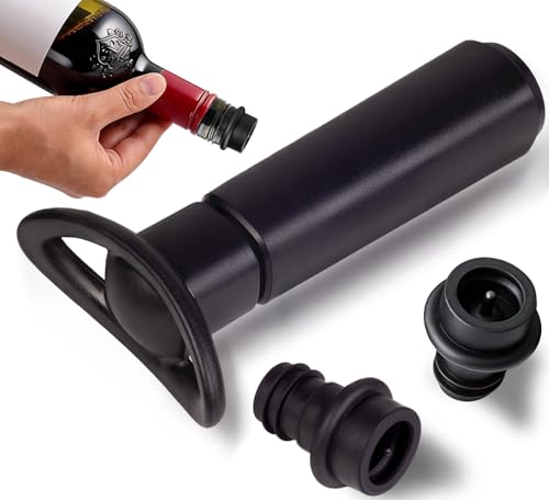 SOGCASE Wine Vacuum Pump & 2 Stoppers Set, Reusable Wine Saver Preserver for Airtight Seal - Keeps Wine Fresh Longer (1 Pump + 2 Stoppers)
