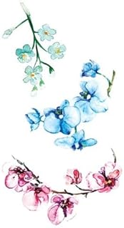 10 pcs Pequeño Fresco Pintado A Mano Azul Claro Verde Claro Agua Rosa Pequeña Flor Pegatina Color Impermeable Tatuajes Temporales Femenino