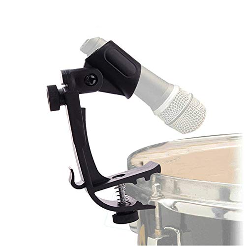 Drum Mircophone Clips Adjustable Mic Mount Snare Rim Clamp Holder, Black 2 Packs #TOP4
