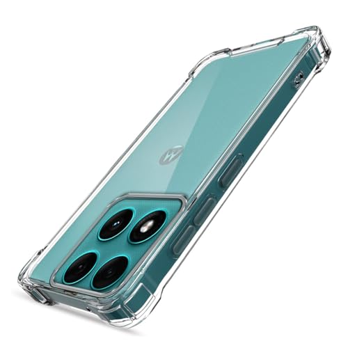 Image of Fashionury Clear Back Cover Case for Motorola Moto Edge 60 Fusion 5G | Anti-Yellow Acrylic Hard Back + Soft TPU Bumper | Shockproof 360 Protection | Slim Transparent Bumper Case (Clear)