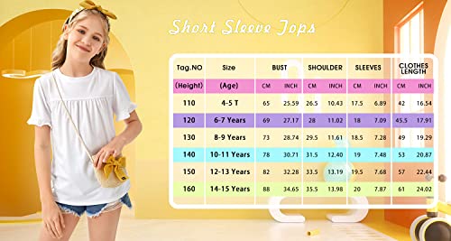 Image of Ebifin Girls Short Sleeve Tops Kids Peplum Babydoll T Shirts Tees 4-15Y | Girls T-Shirts, Crew neck Short Sleeve Shirts, Casual Tunic Tops, Cute Blouses, Summer Tees, Ruffle Hem, Loose fit