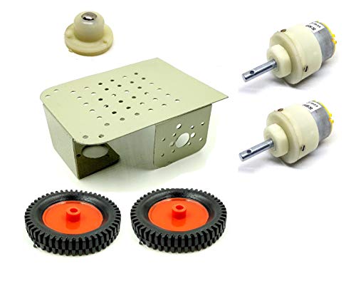 Image of INVENTO 2 Wheel Car Kit Metal Chassis 130x105x45mm + 1000 RPM DC Motor + 75x13 mm Wheel Robot Smart Car DIY