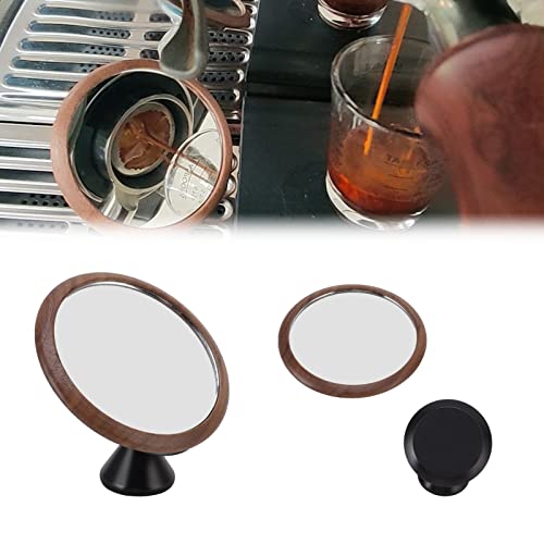 Espresso Shot Mirror For Bottomless Portafilter, 360° Rotation Adjustable Espresso Mirror To Observe Coffee Flow Rate, Walnut Black Base Coffee Extraction Observation Mirror #TOP25