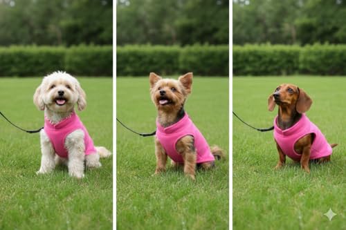Image of JACKO & CO - Fleece Vest Dog Sweater with Leash Ring - Soft, Warm & Lightweight Pullover Coat for Small & Medium Dogs, Puppies & Cats - Cozy Fall /Winter /Spring Pet Jacket (Pink, XX-Large 25-35lbs)