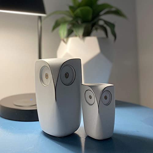Estatuas decorativas de búhos en resina blanca set 2 miniatura 5