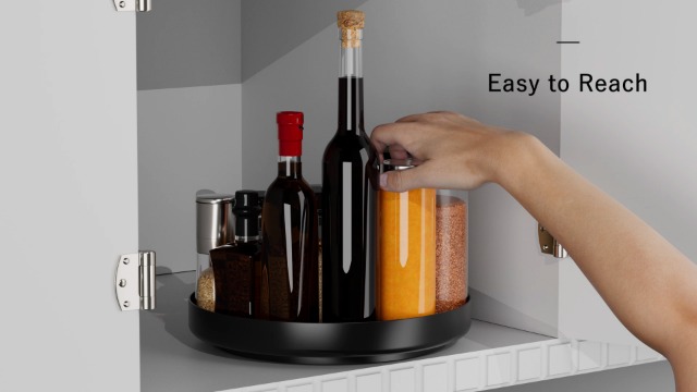 Ovicar Lazy Susan Cabinet Organizer - 13 inch Metal Turntable Lazy Susan for Kitchen Spice Rack Pantry Cupboard Bathroom Countertop Refrigerator Table Storage, White