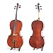 Cecilio 4/4 Full Size Cello, Ebony Fitted Flamed Solid Wood Cello with Hard & Soft Case, Stand, Bow, Rosin, Bridge and Extra Set of Strings (4/4-Size, Varnish)