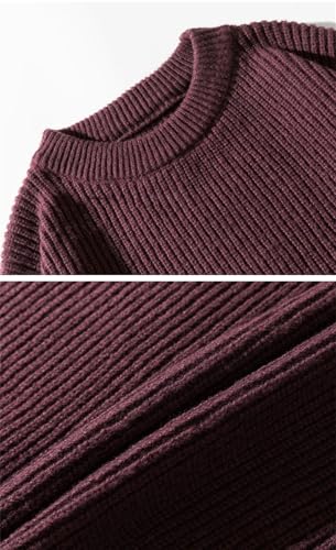Men Solid Knitted Pullover Sweater Long Sleeve Crew Neck Loose Thick Warm Jumper Tops3