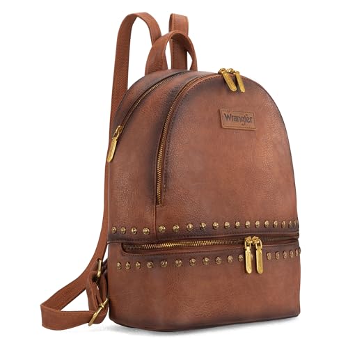 Wrangler Distressed Backpack Purse for Women Medium Travel Designer Backpack with Rivets