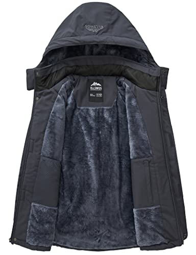 Image of ELLSWOS Men's Waterproof Ski Jacket Winter Snow Coat Warm Hooded Raincoat Windproof Windbreakers