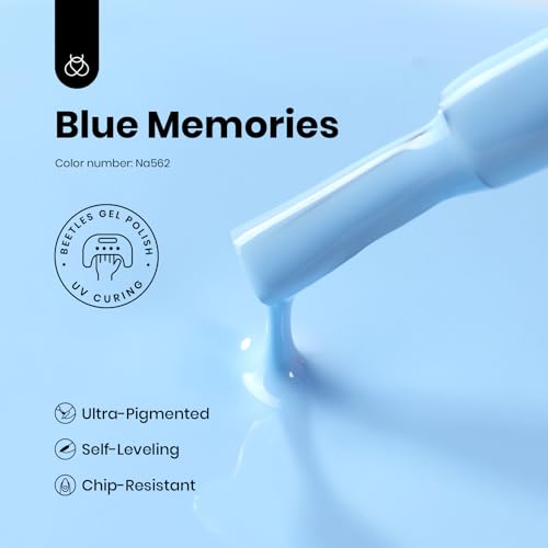 Image of Beetles Light Blue Gel Nail Polish - HEMA-Free Pastel Baby Blue Gel Polish, 8ML /0.27Fl Oz Soak Off UV LED Lamp Pastel Nails Art, Long-Lasting Manicure Salon DIY Home Bright Summer Nails