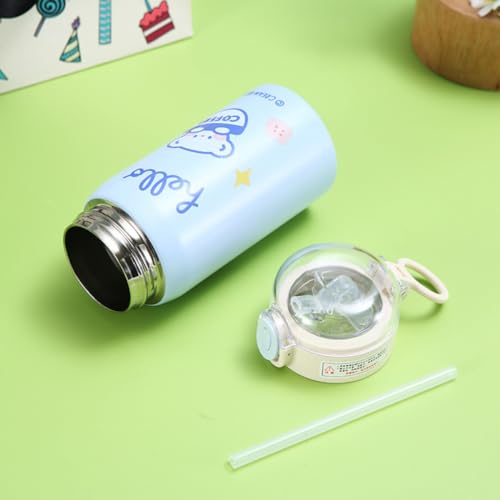 Garrafa de Água Inox Térmica Infantil 500mlCom Canudo Colorida (Branca)