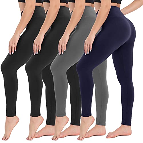CAMPSNAIL 4 Pack High Waisted Leggings for Women- Soft Tummy Control Slimming Yoga Pants for Workout Running Reg & Plus Size Cover