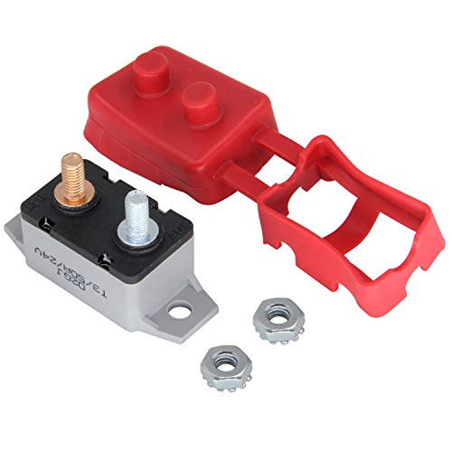 Rkurck 6-28V 50A Circuit Breaker Manual Reset For Automotive Rv Marine Boat With Protective Red Belt Cover 50 Amp #TOP1