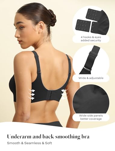 Image of COMFELIE Wireless Bralettes Unlined Seamless Bra No Underwire Bras with Support Black L