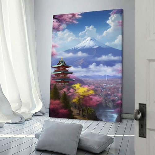 Décoration murale salon avec tableau Mont Fuji 30x45cm pour chambre