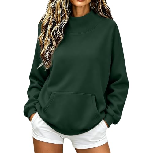 Image of Womens High Collar Pullover Sweatshirts Long Sleeve Casual Basic Tops