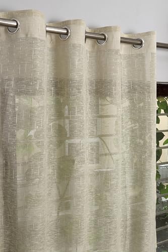 Image of Exporthub Cotton Sheer Curtains 9 feet Long Set of 2 for Long Door Curtains Green Color - (EHSPR065 94)