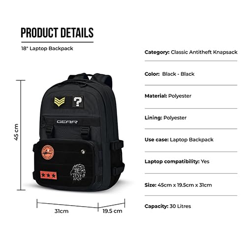 Image of Gear Tactical 18 inch /30L Large Water Resistant School Bag
