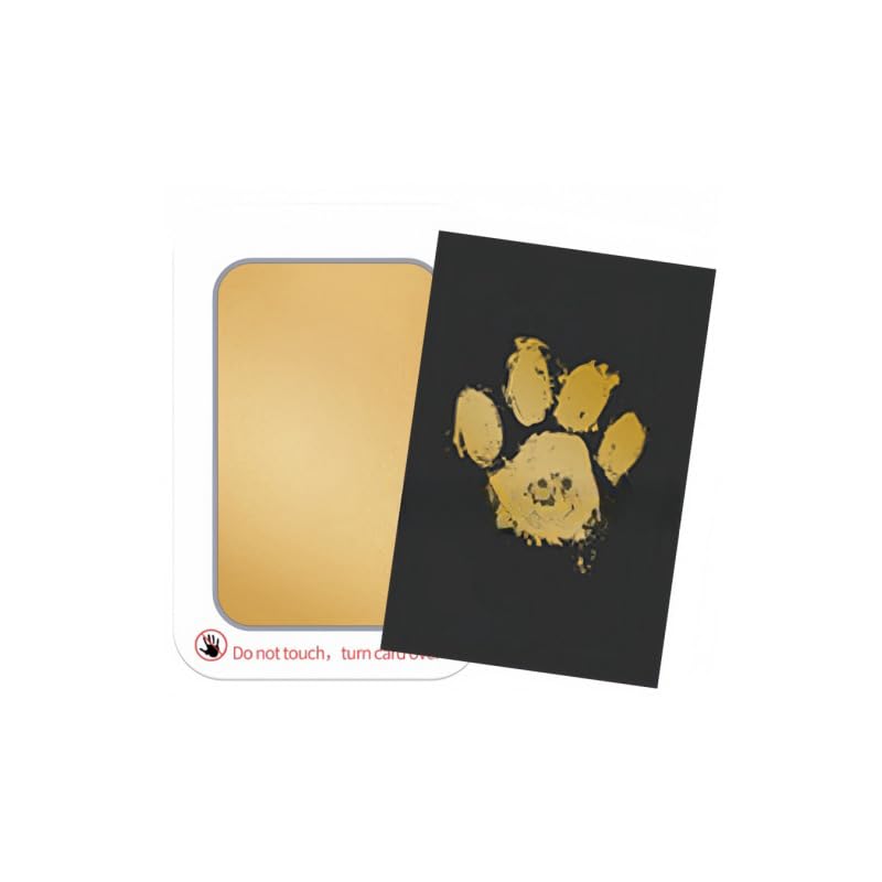Baby Handprint & Pet Paw Print Kit - Safe Inkless Keepsake Memory Set for Newborn Milestones & Dog Cat Prints, Family Memory Gift Set (Gold Print, Black Cards)