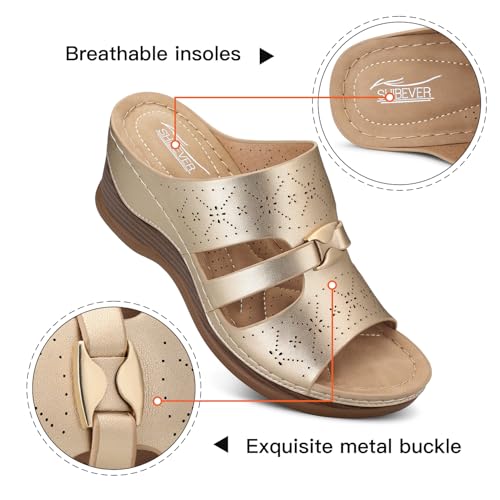 Image of SHIBEVER Wedge Sandals for Women Dressy: Comfortable Slip On Summer Sandal