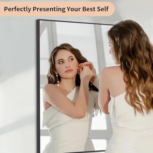 Koonmi Black Mirrors for Wall, 30x55 Inch Bathroom Mirror, Rectangular Wall Mirror for Living Room Bedroom Bathroom, Hangs Horizontally or Vertically