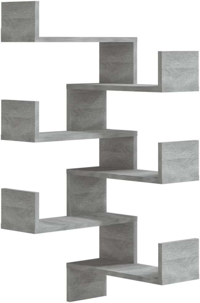 Étagère D’Angle Murale Avec Éclairage LED, Bibliothèque Murale à 5