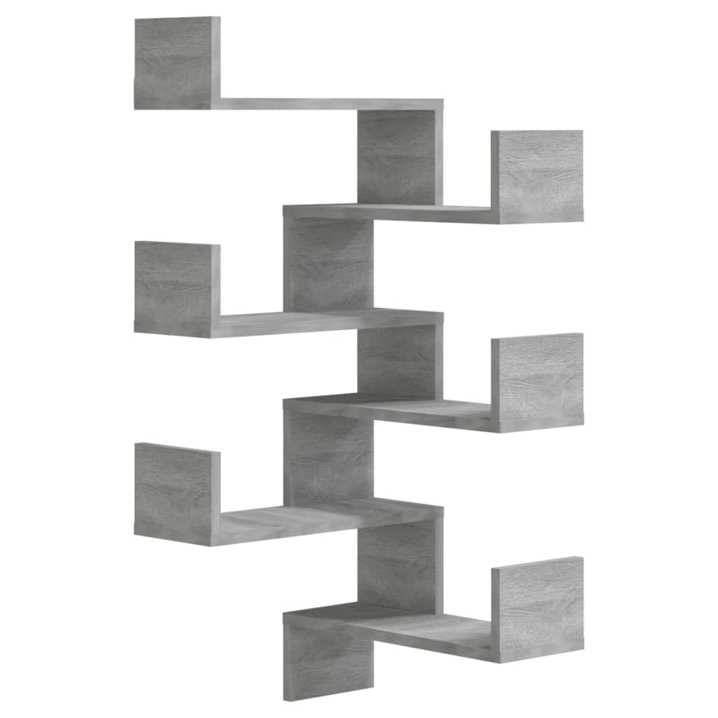 (Grey Sonoma, 2) Vidaxl Wall Corner Shelf Wall Rack Wall-Mounted Storage Shelf Engineered Wood 8720286932698