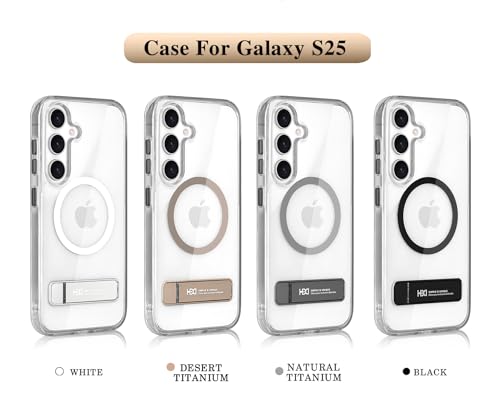 Image of BOUNCEBACK Polycarbonate Shockproof Transparent Hybrid Back Case /Cover with Kick Stand Support Magnetic Charging for Samsung Galaxy S25 - (Clear Black)