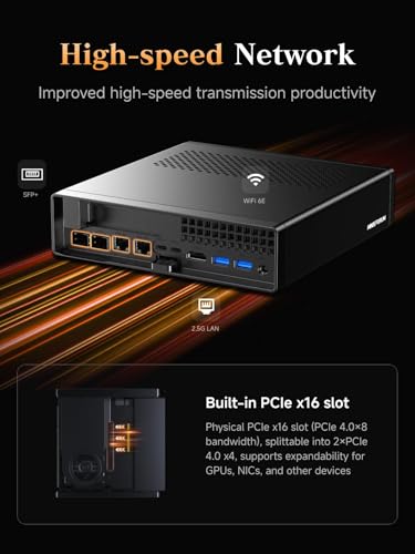 Image of MINISFORUM AMD Ryzen 9 8945HX Barebone with MS-A2 Mini PC (16C /32T, up to 5.4GHz),PCIex16, HDMI /2x USB-C (8K@60Hz), 2X SFP+ 10G, 2X 2.5G LAN, 3X SSD M.2 (2280 /22110 /U.2),NO RAM /SSD /OS
