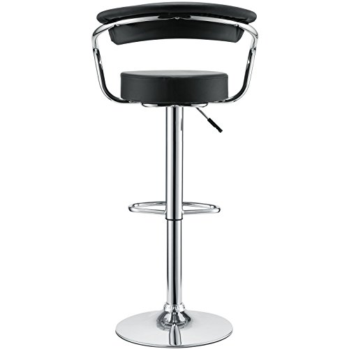 Modway Diner Vintage Modern Faux Leather Upholstered Two Adjustable Swivel Bar Stools In Black #TOP6