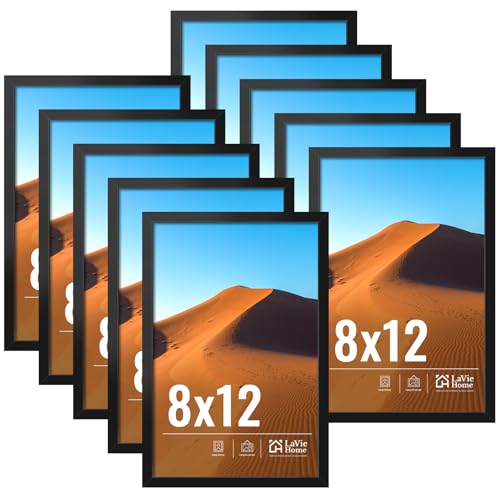Image of LaVie Home 8x12 Picture Frame Black Set of 10, Display 8 x 12 Picture, Photo Frame Collage for Wall Gallery or Table Deco, Hanging or Tabletop Display