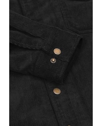 ZENTHACE Men's Corduroy Shirts Jacket with Full Flannel Lined,Snap Button Down Vintage Fall Outerwear Coat,100% Cotton4