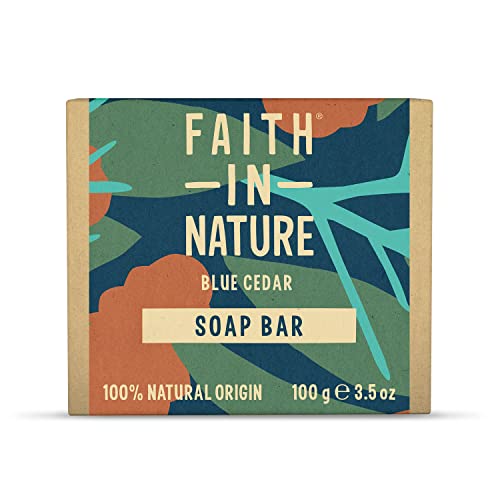 Faith In Nature Natural Blue Cedar Hand Soap Bar Uplifting Vegan & Cruelty Free No SLS or Parabens 100g
