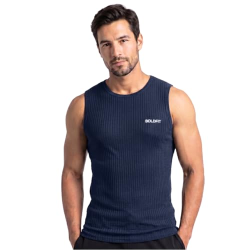 Image of Boldfit Sleeveless Tshirts for Men Cotton Gym Vest Tank Top Men Quick Dry Workout Sando for Man Stretchable Mens Baniyan Innerwear Vest for Running, Training, Yoga, Everyday Wear Comfort Fit Tshirt