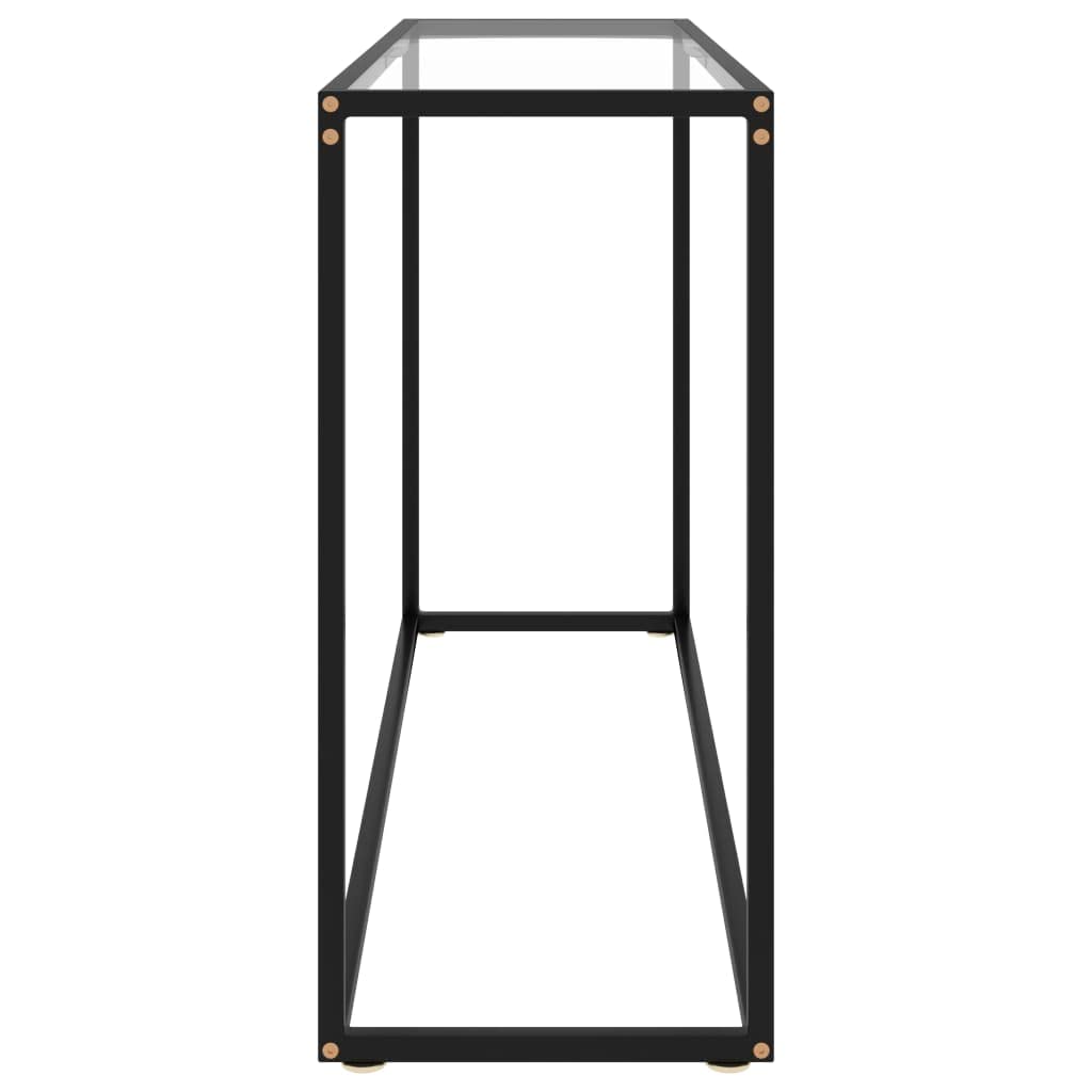 Przezroczysty stolik konsolowy 120 x 35 x 75 cm z hartowanego szkła i stali malowanej proszkowo, wąski szklany stolik do mieszkania, wytrzymały i stabilny, łatwy do czyszczenia wilgotną