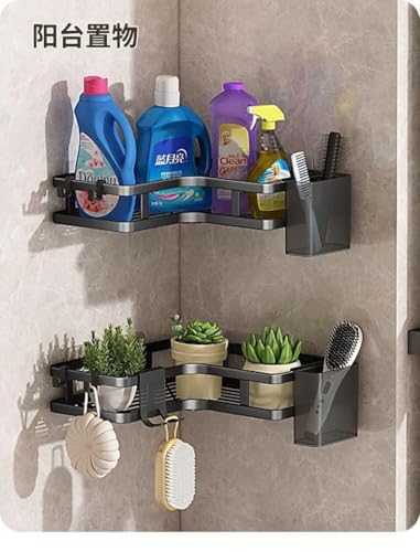 Image of Royal-Pro Bathroom Shelf for Wall Corner - Adhesive Rack Organiser for Bathroom Without Drill Nail Free Stainless Steel Rust Proof Two Ways Installation with All Accessories (2)